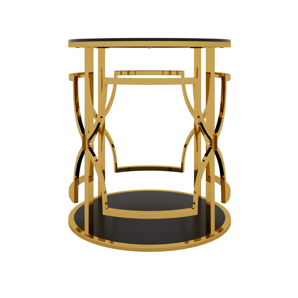 Glass Side Table with Gold Frame