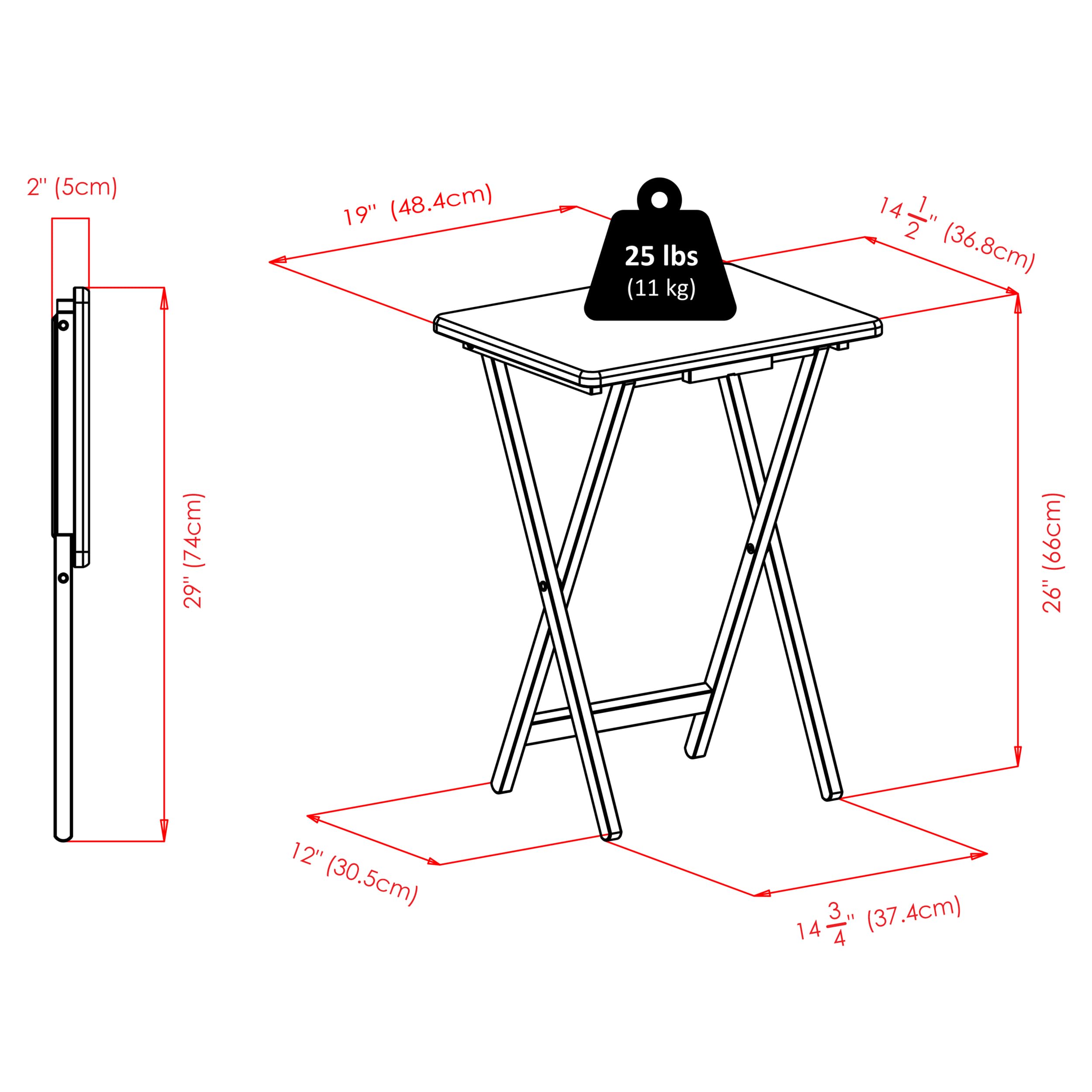 Folding Snack Table Set with Storage Rack