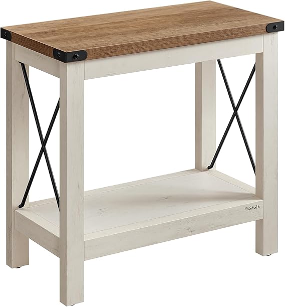 2-Tier Farmhouse End Table with Bottom Shelf
