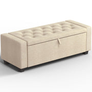 Storage Ottoman Bench with Safety Hinge – Beige