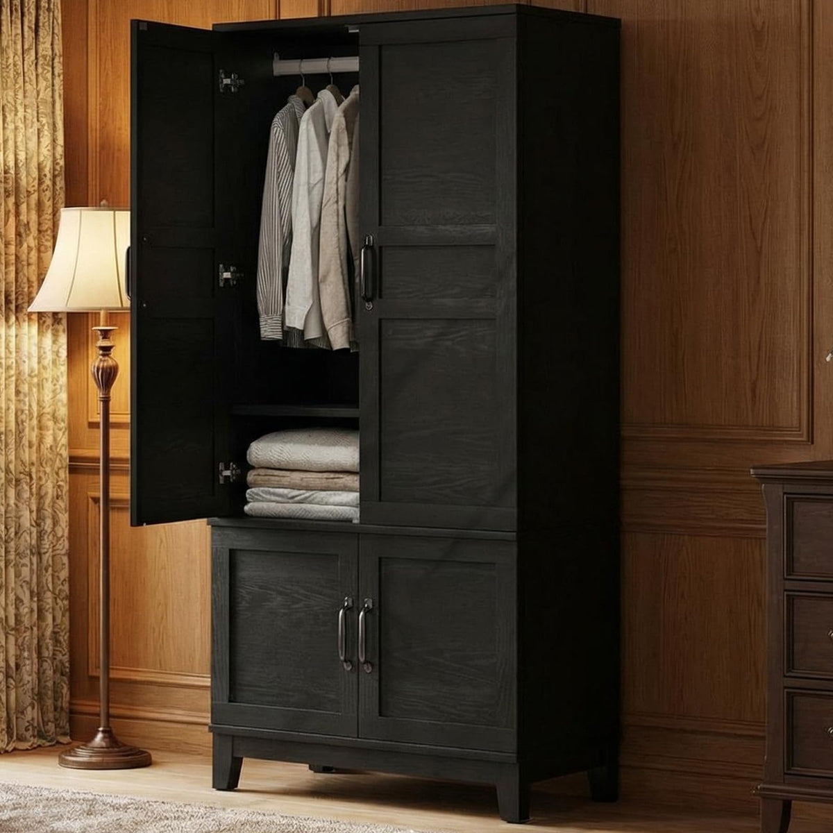 4-Door Wardrobe with Adjustable Shelf