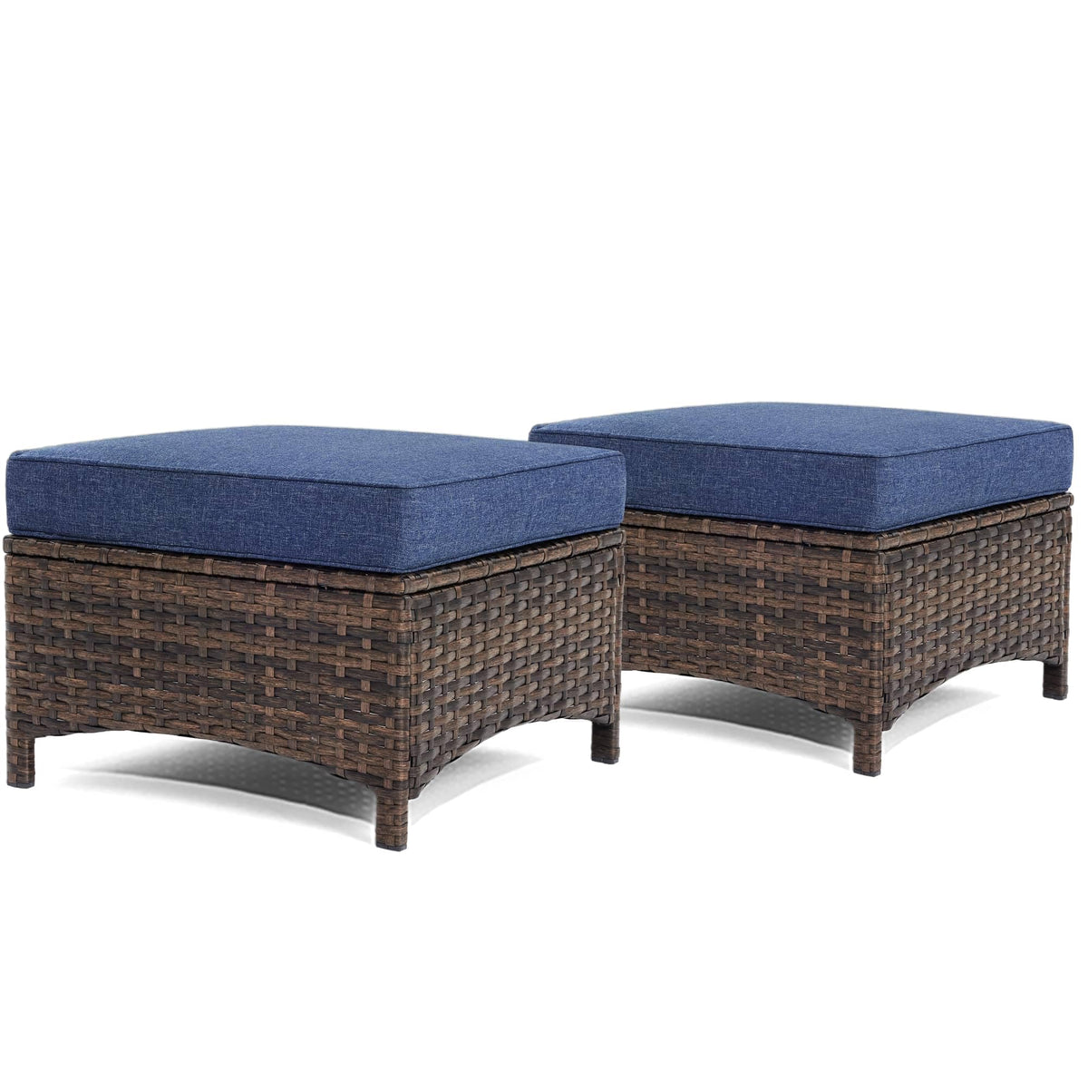 Outdoor Wicker Ottoman Set