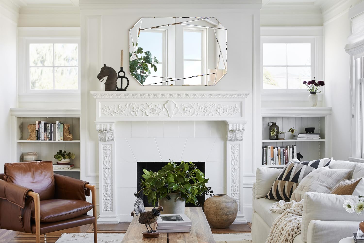 Hexagonal Frameless Beveled Wall Mirror