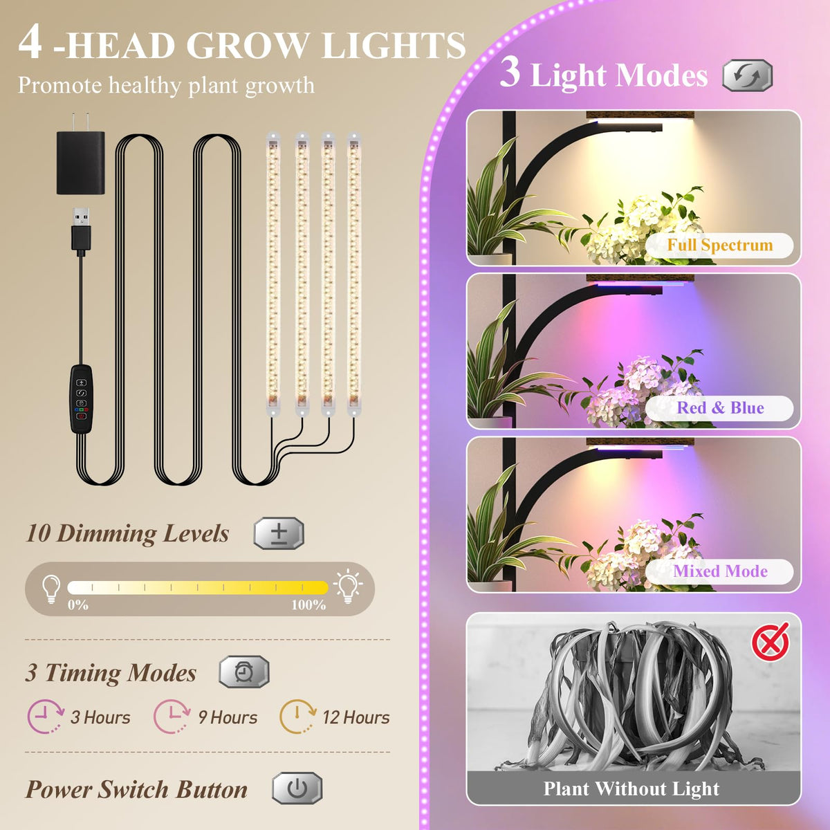 7-Tier Plant Stand with Grow Light