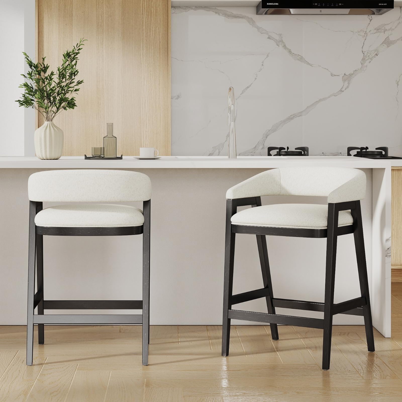 Counter Height Bar Stools with Barrel Back