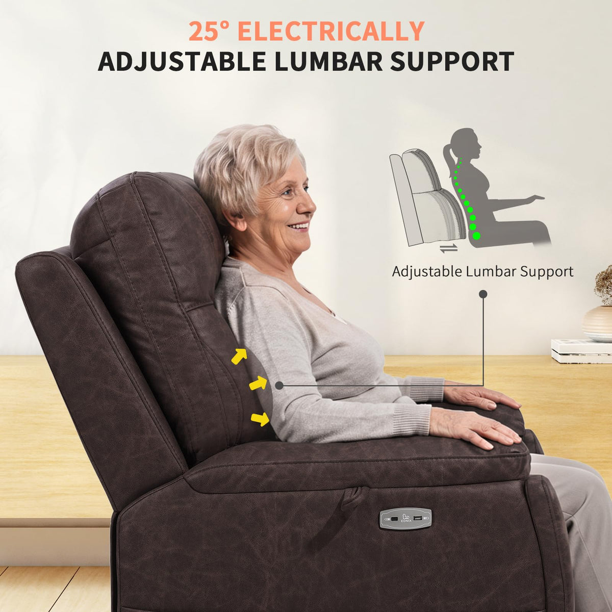 EONIX Large Triple Motor Power Lift Recliner Chair with Heat & Massage