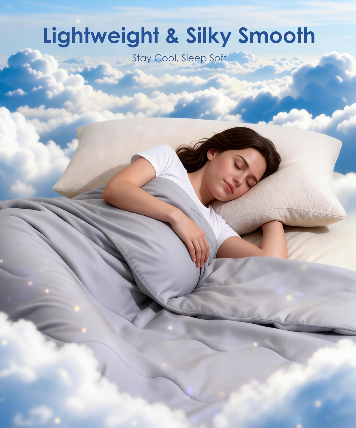Cooling Blankets for Hot Sleepers King Size/Cal King, Cooling Comforter with Q-Max>0.45 Cooling Fabric, Breathable Soft All-Season Cold Blanket for Night Sweats & Summer, Grey, 106" x90