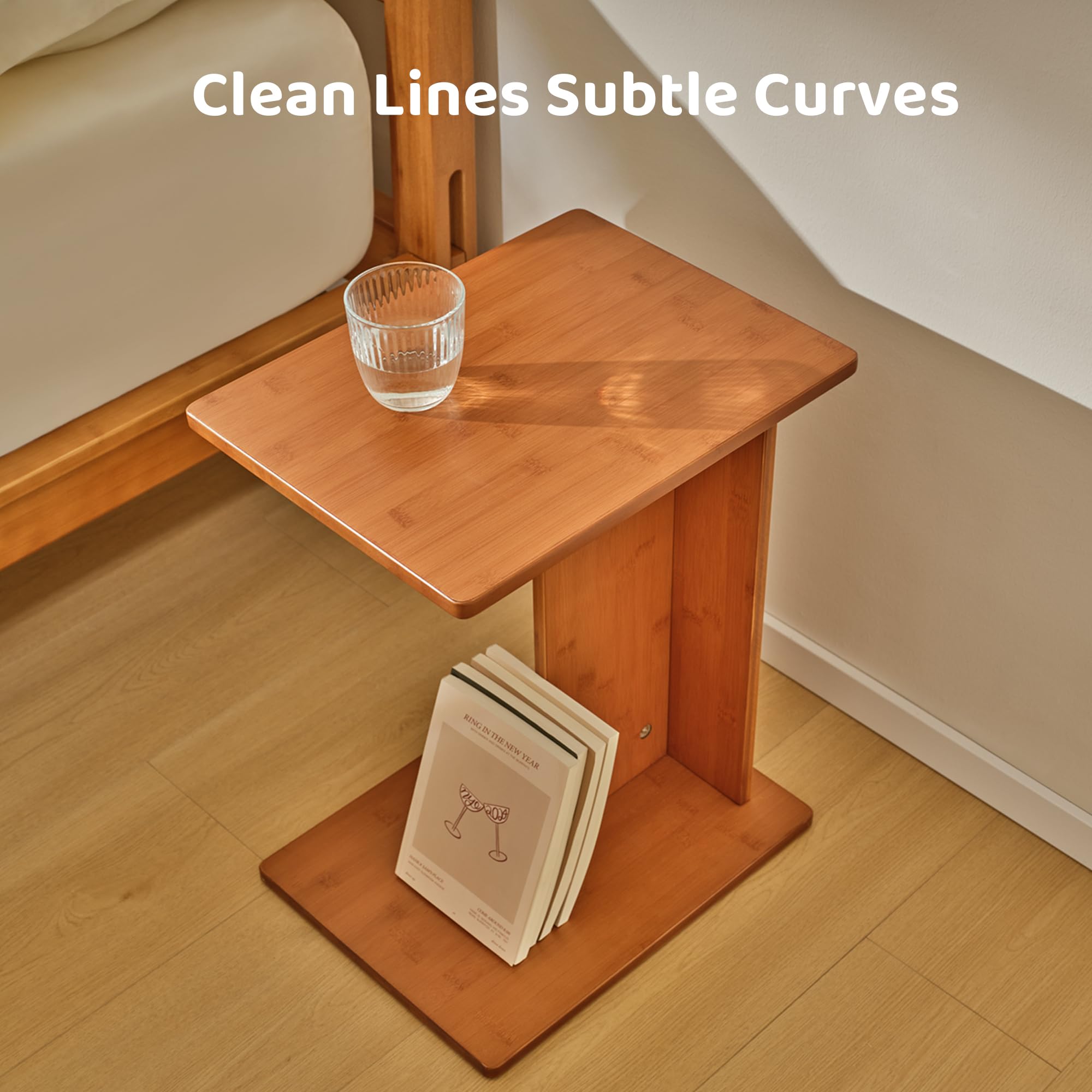 C-Shaped Bamboo End Table Set of 2