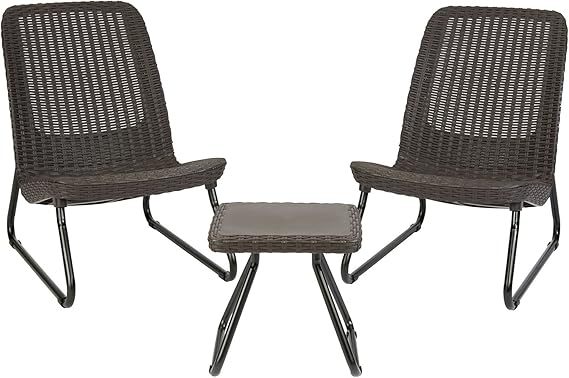 3-Piece Resin Rattan Patio Set with Chairs & Side Table