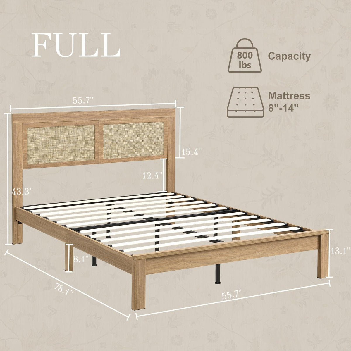 Full Boho Platform Bed Frame