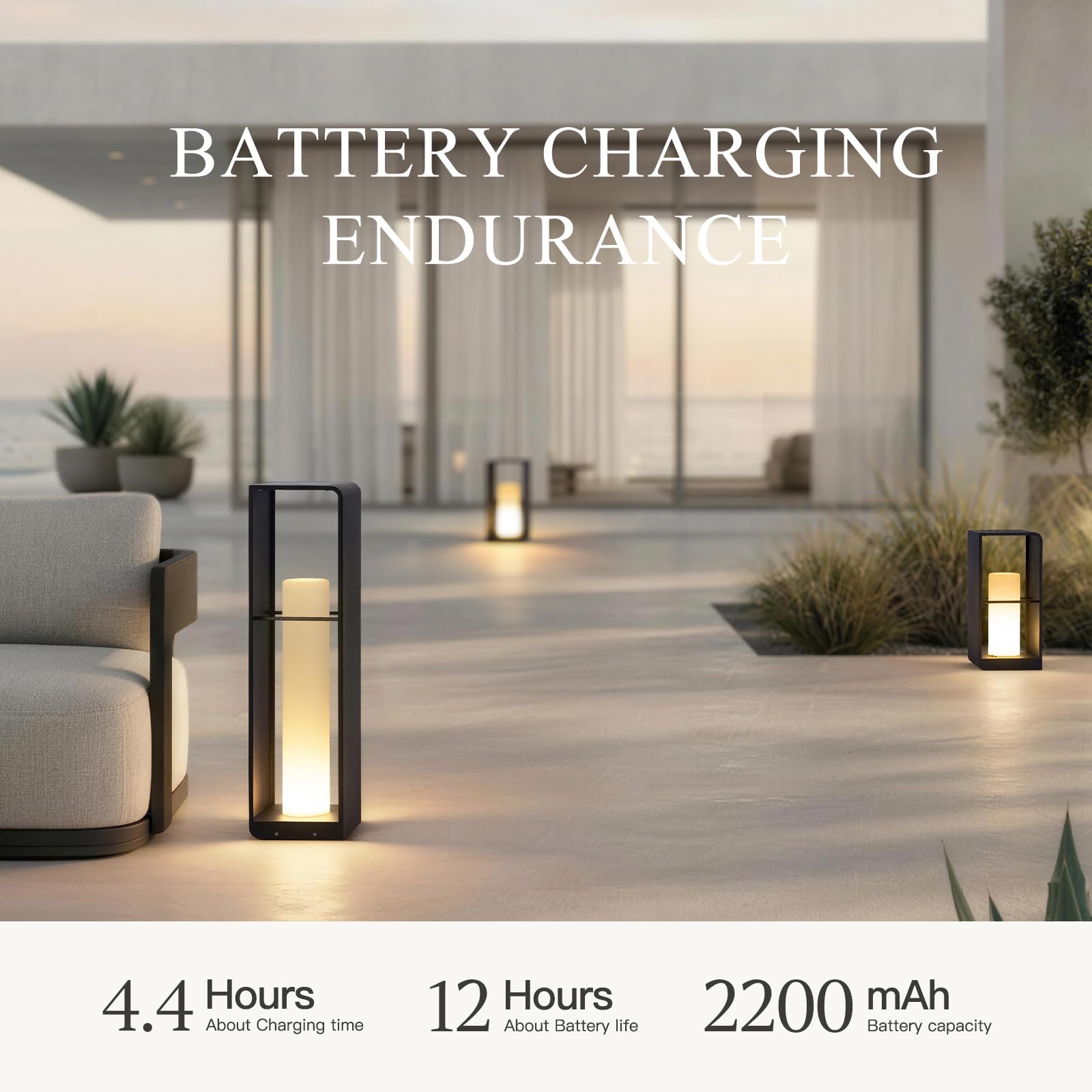 RIRZ Modern Floor Lamp with Remote (Adjustable Brightness), Dusk to Dawn Outdoor Solar Lanterns Waterproof IP65, Unique Floor Lamps, 3000K Solar Outdoor Lamp for Patio Backyard Garden Deck Decoration
