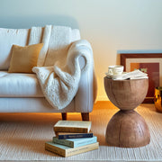 Round Wood Drum Side Table