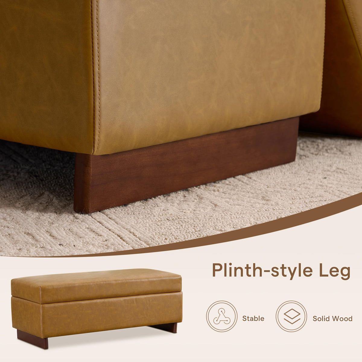 Immulize Storage Ottoman, End of Bed Bench, 46 Inches Ottoman Coffee Table