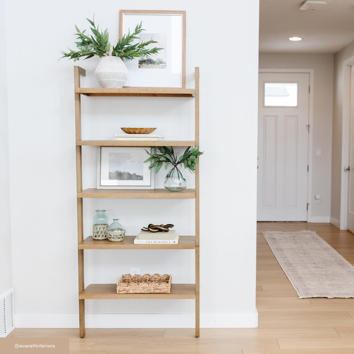 5-Tier Wall-Mounted Wood Bookcase