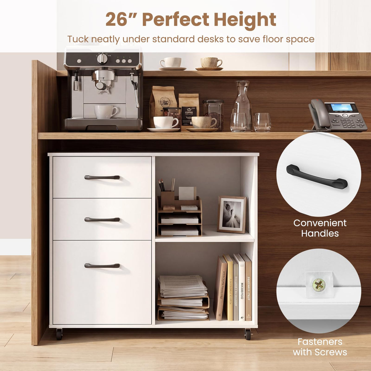 3-Drawer Mobile Filing Cabinet