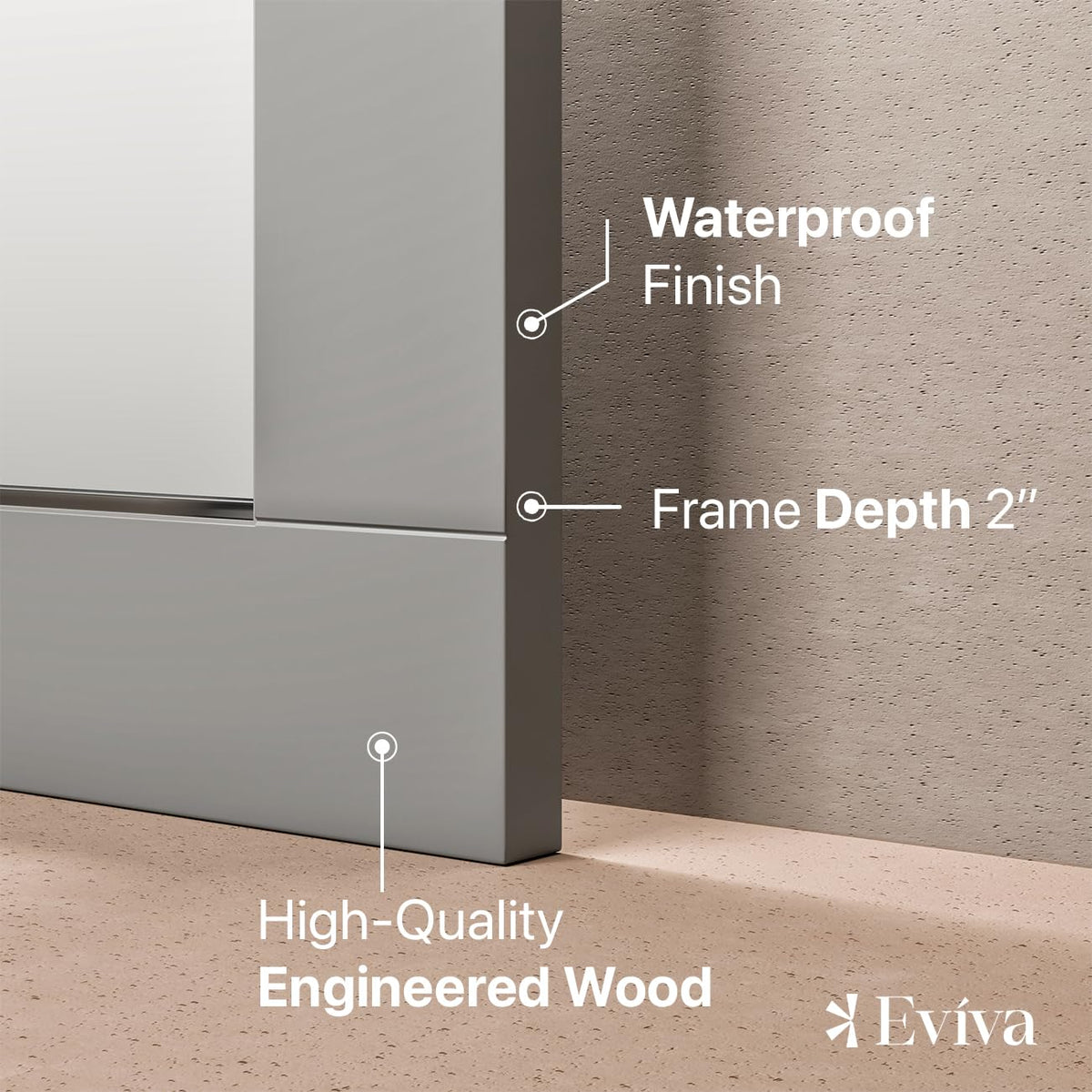Gray Wood-Framed Bathroom Mirror