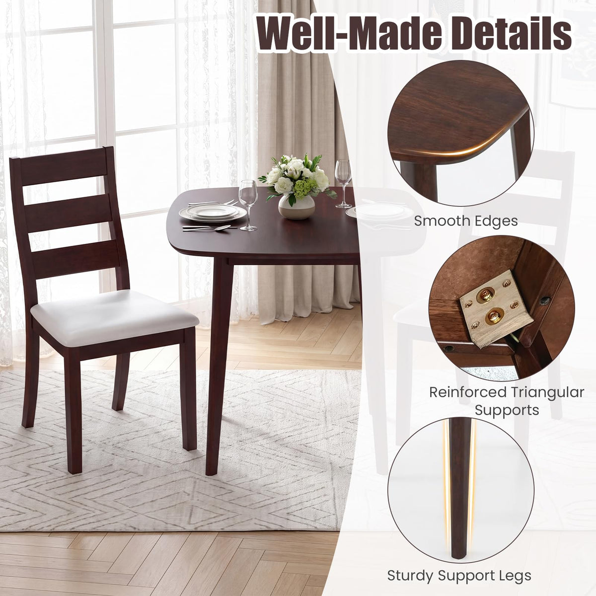 Wood Dining Table Set for Two