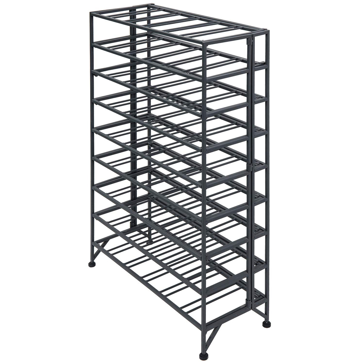 MyGift Gray Metal Wine Rack Floor Stand 9 Tier Bottle Storage Shelf