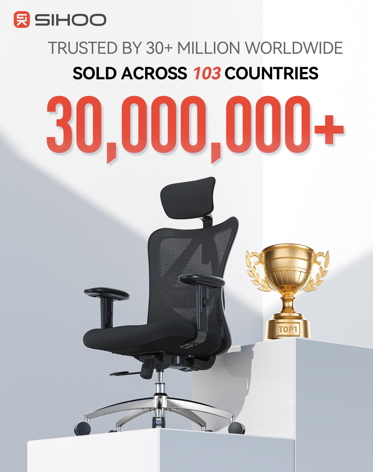 Ergonomic Mesh Office Chair with Adjustable Headrest & Lumbar Support