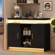 Coffee Bar Cabinet with LED & Charging Station