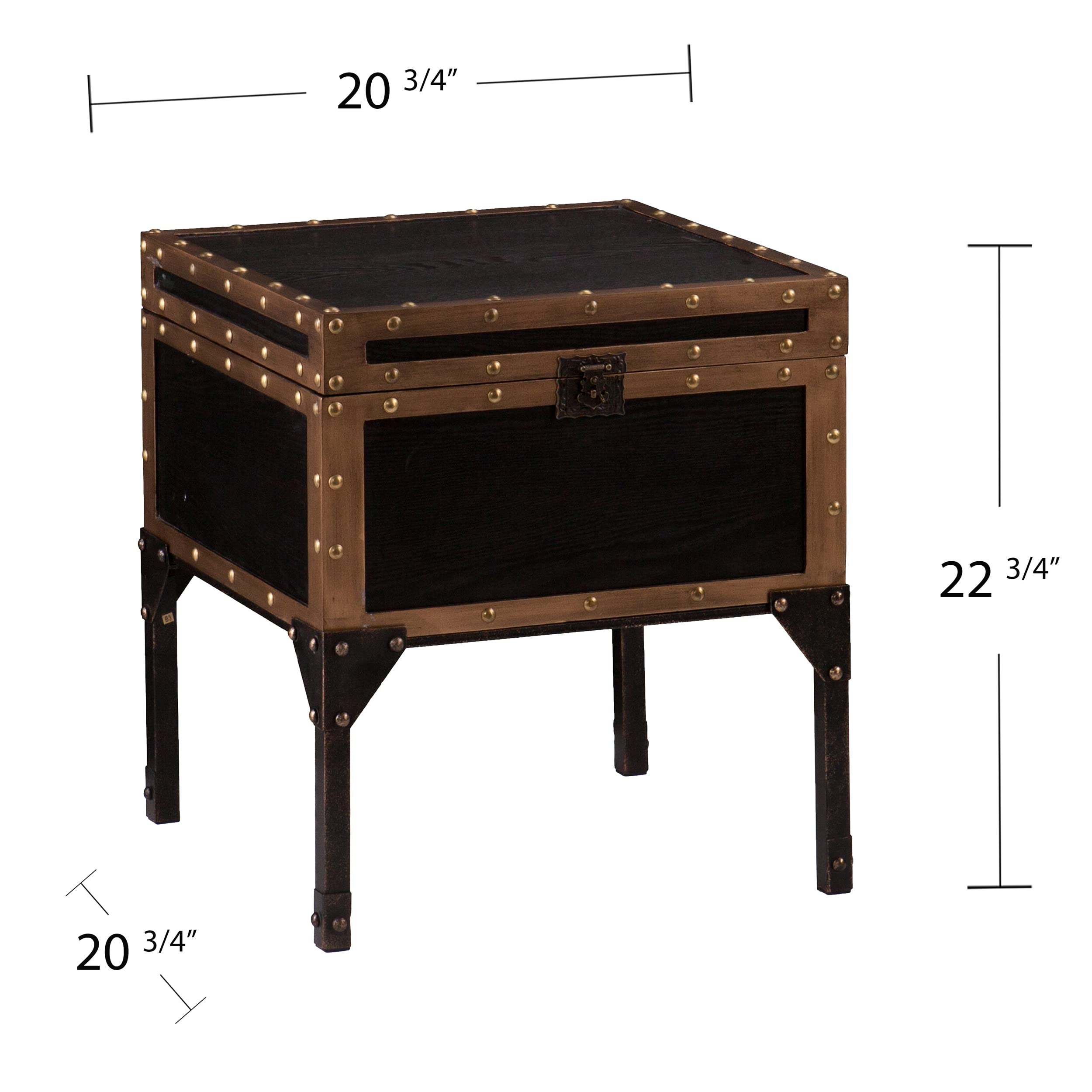 Industrial Travel Trunk End Table with Storage