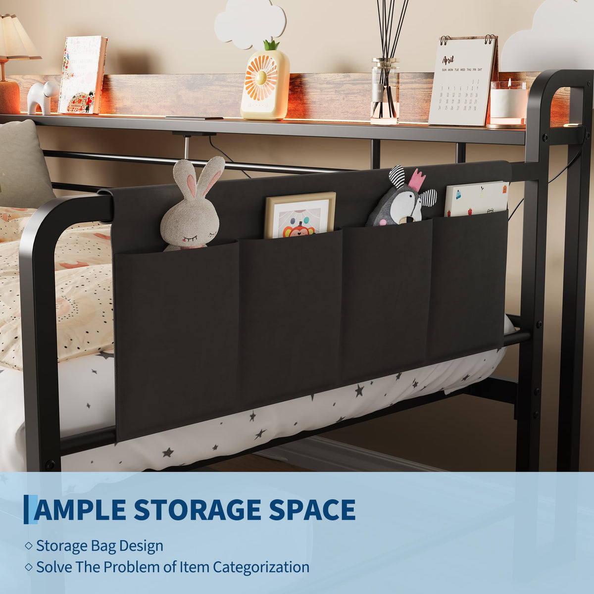IDEALHOUSE Twin Daybed with Trundle Bed, Charging Station and LED Light