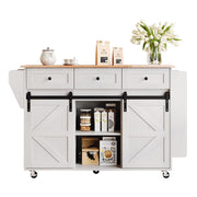 Rolling Kitchen Island with Storage & Barn Sliding Doors