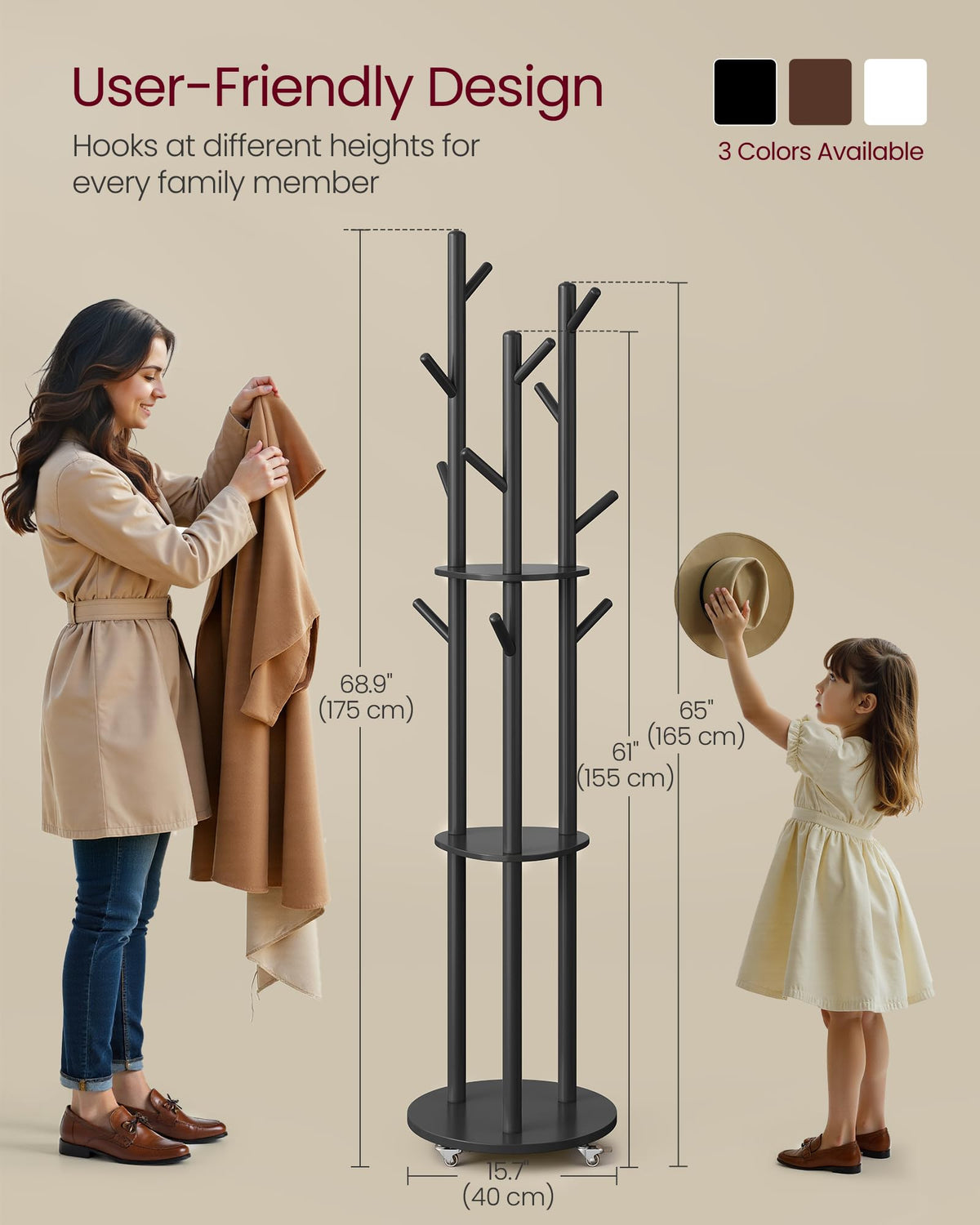 Freestanding Coat Rack with Shelves
