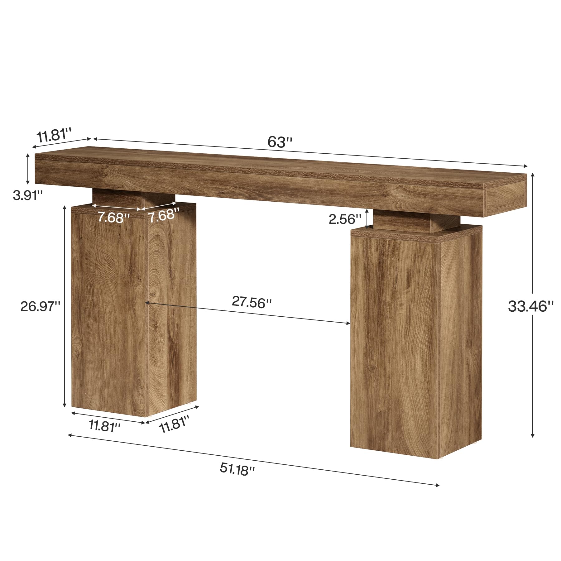 Tribesigns 63-Inch Long Console Table, Farmhouse Entryway Table Behind Couch, Wooden Foyer Stand Entry Station, Modern Hallway Accent Furniture for Living Room Decor, Entrance, Natural Wood Finish