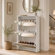 HOPUBUY Shoe Cabinet for Entryway, Narrow Shoe Storage with 3 Flip Drawers