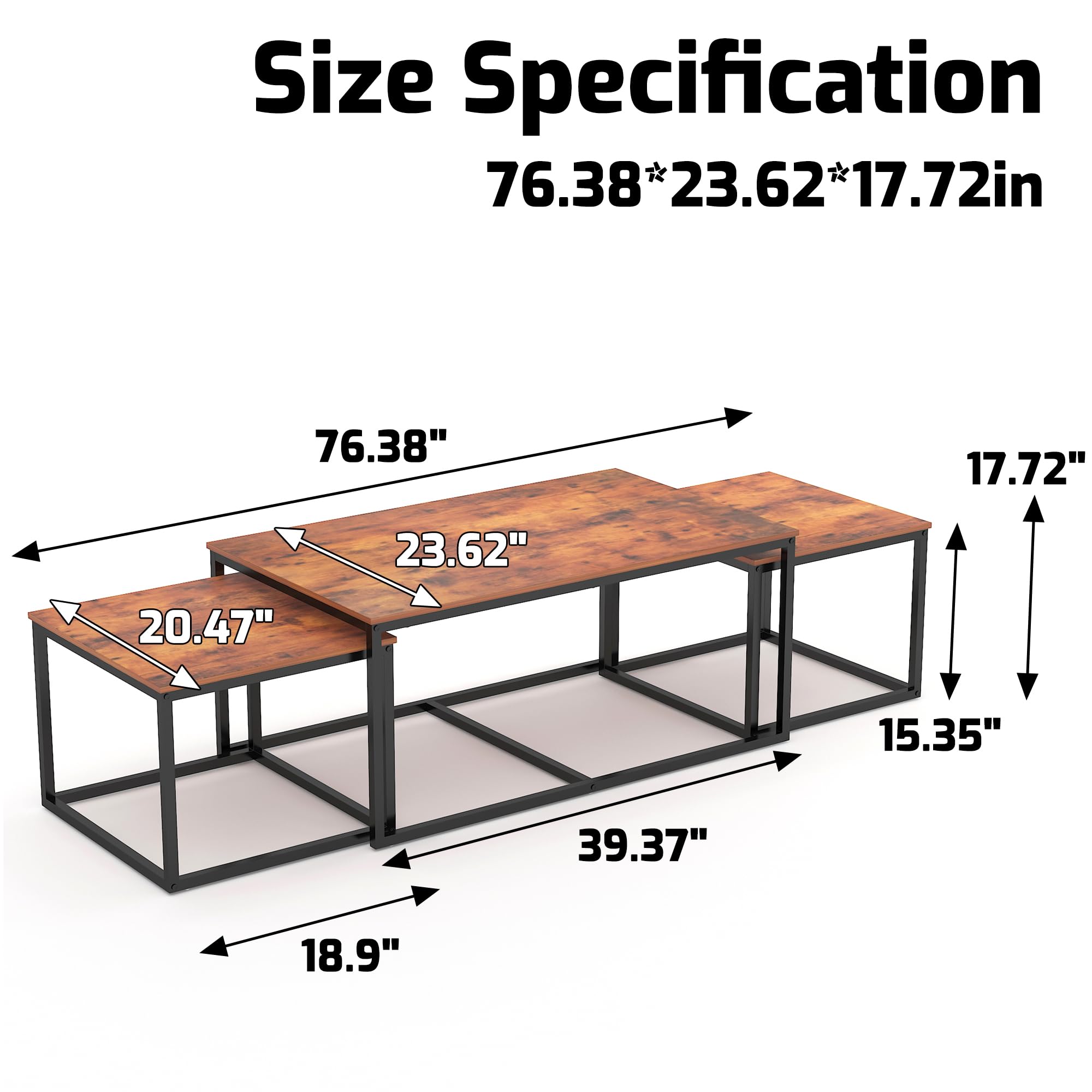 Nesting Coffee Table Set – 3 Piece