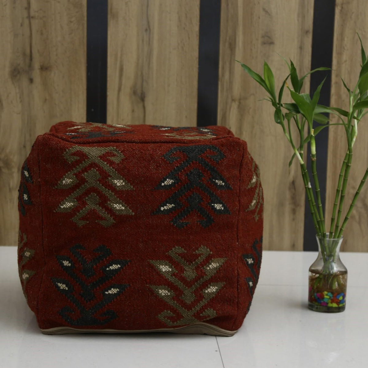 Handwoven Kilim Pouf Cover