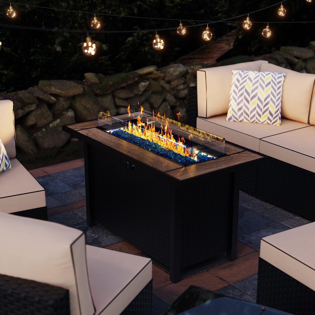 Rectangular Propane Fire Pit Table