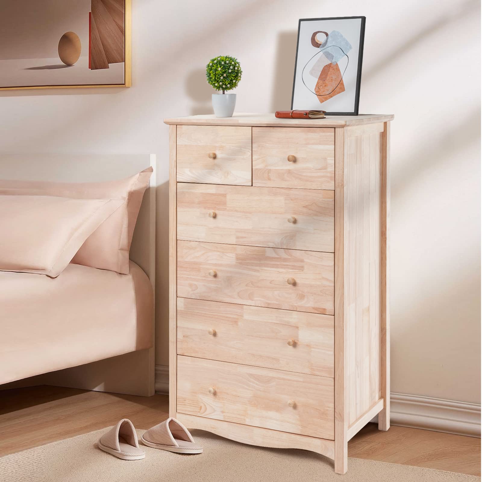 Unfinished Solid Wood Dresser with Full-Extension Drawers