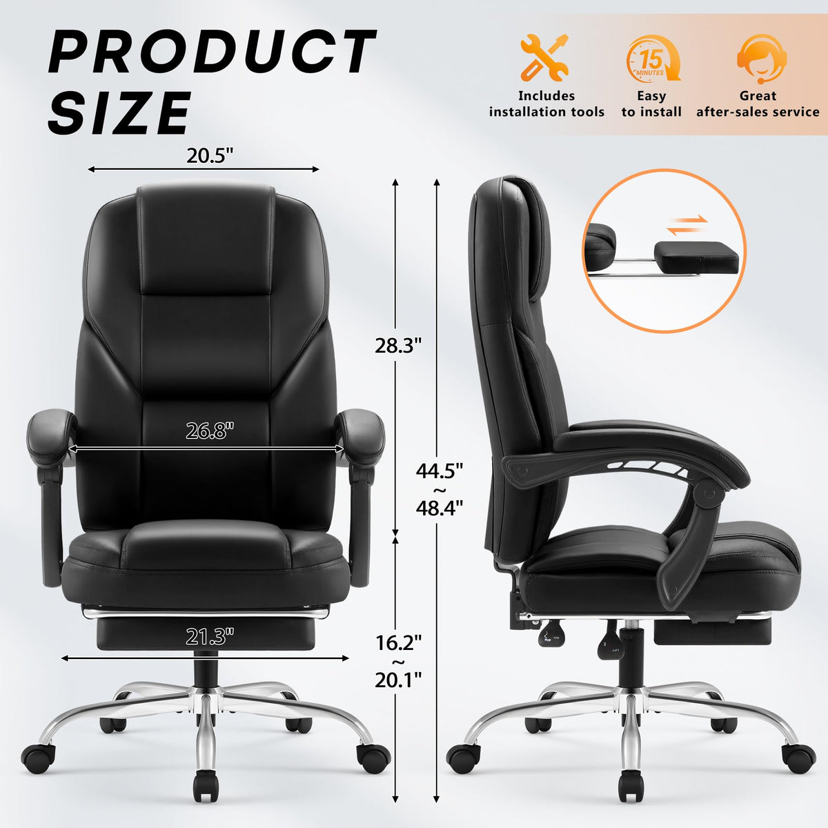 Reclining Massage Office Chair with Footrest
