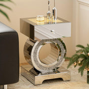 Mirrored LED End Table with Drawer