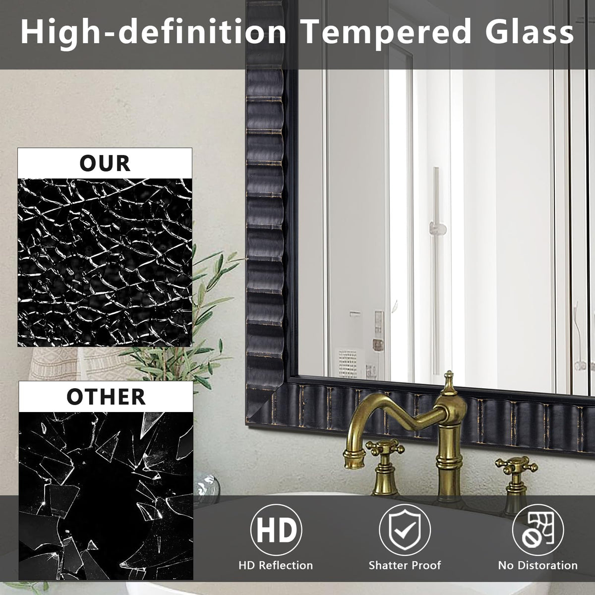 Black Wood Framed Wall Mirror