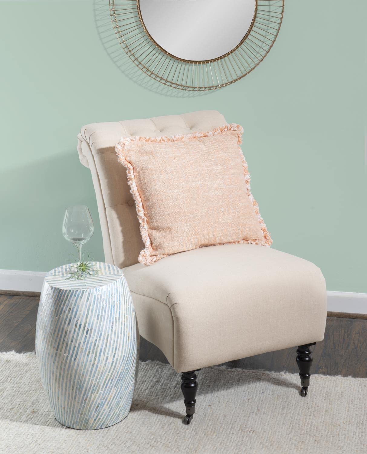 Round Capiz Shell Drum Accent Table