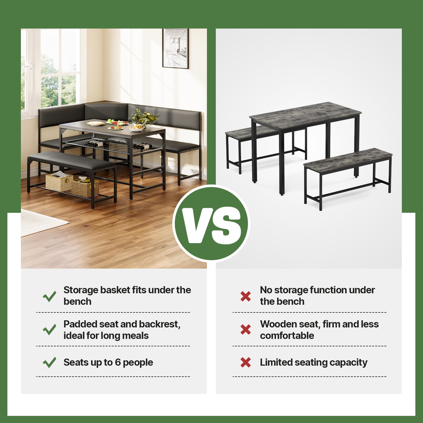 Corner Dining Nook Table Set