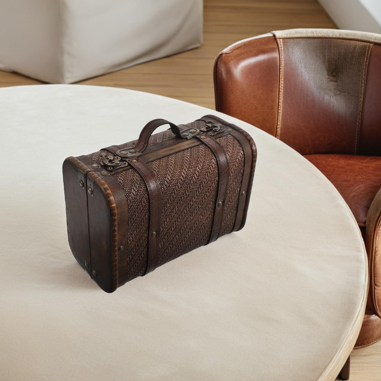 Vintage Wooden Storage Box with Handle