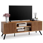 Mid-Century Modern TV Stand with Fluted Doors