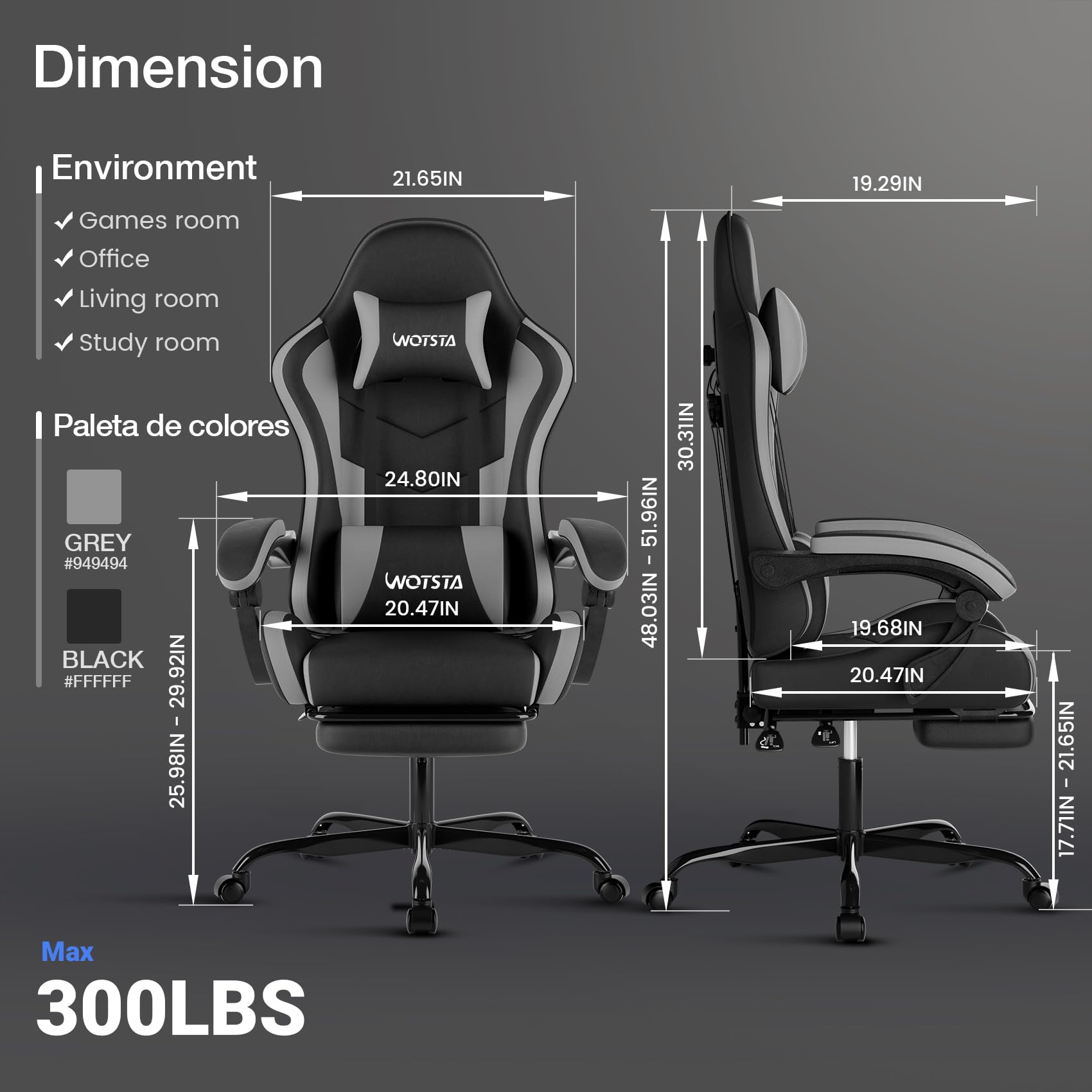 Ergonomic Gaming Chair with Footrest & Lumbar Support