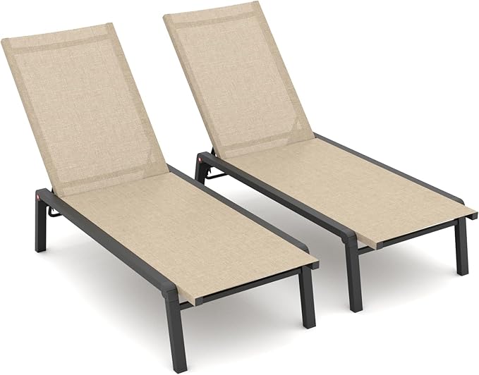 Foldable Outdoor Chaise Lounge Set of 2