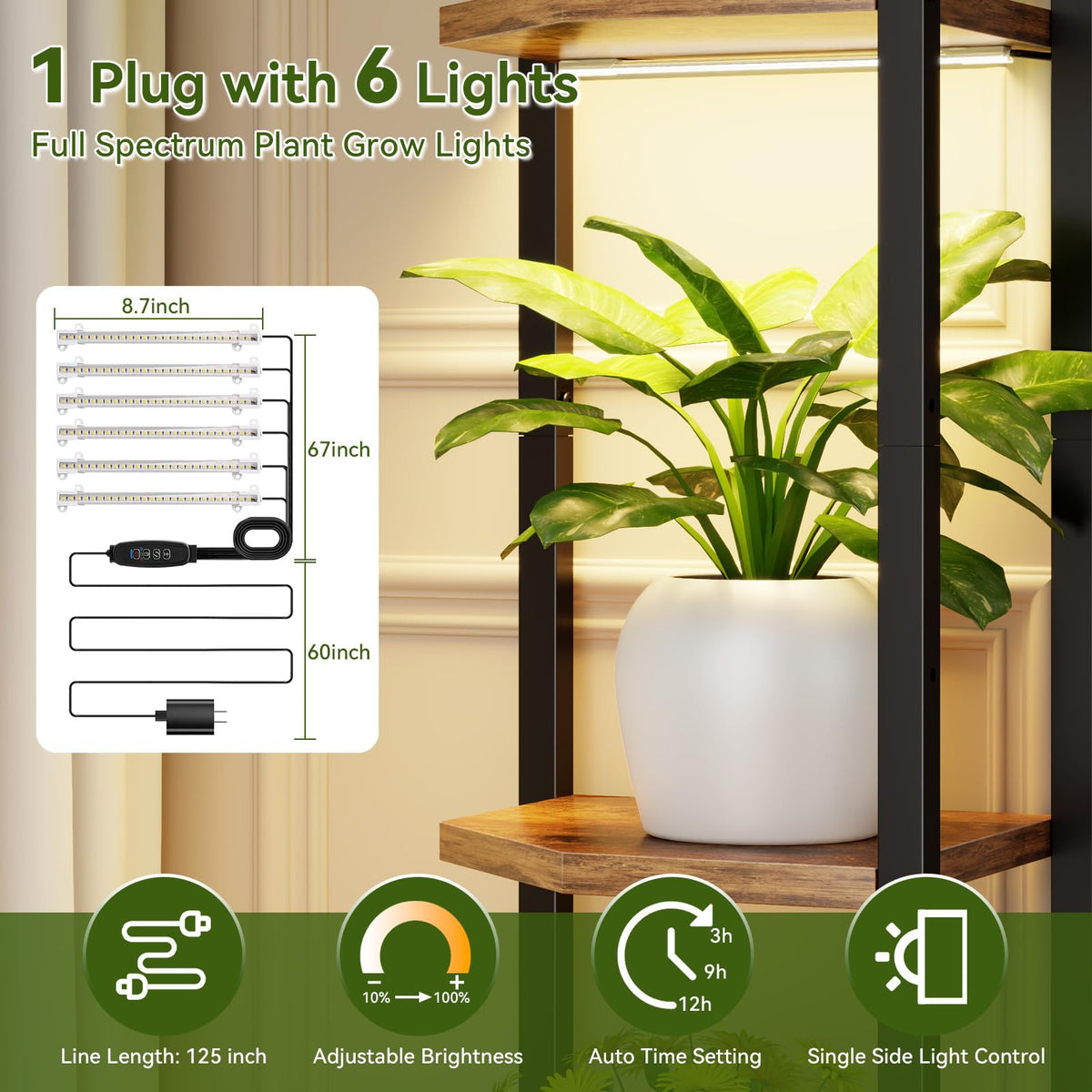 6-Tier Plant Stand with Grow Lights