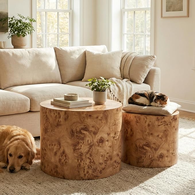 Round Nesting Coffee Table Set of 2