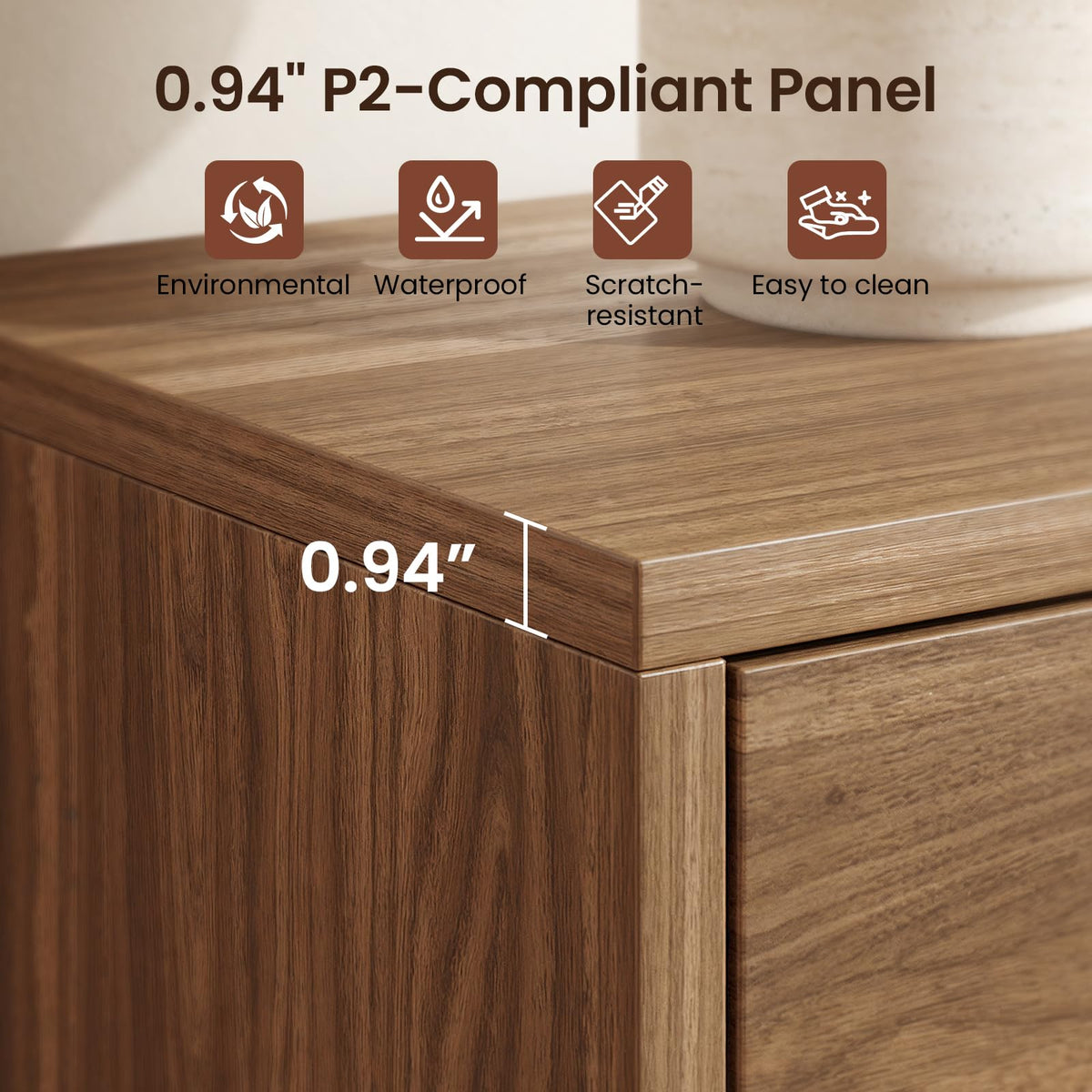 ModernMate 70'' TV Stand for TVs Up to 75'', Wood Entertainment Center with Sliding Doors and Drawers, Television Console Storage Cabinet with Adjustable Shelf for Living Room, Bedroom, Walnut