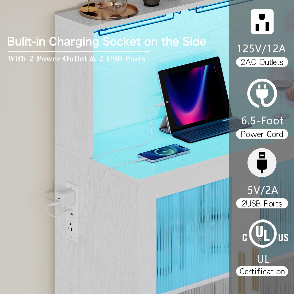 White LED Bar Cabinet