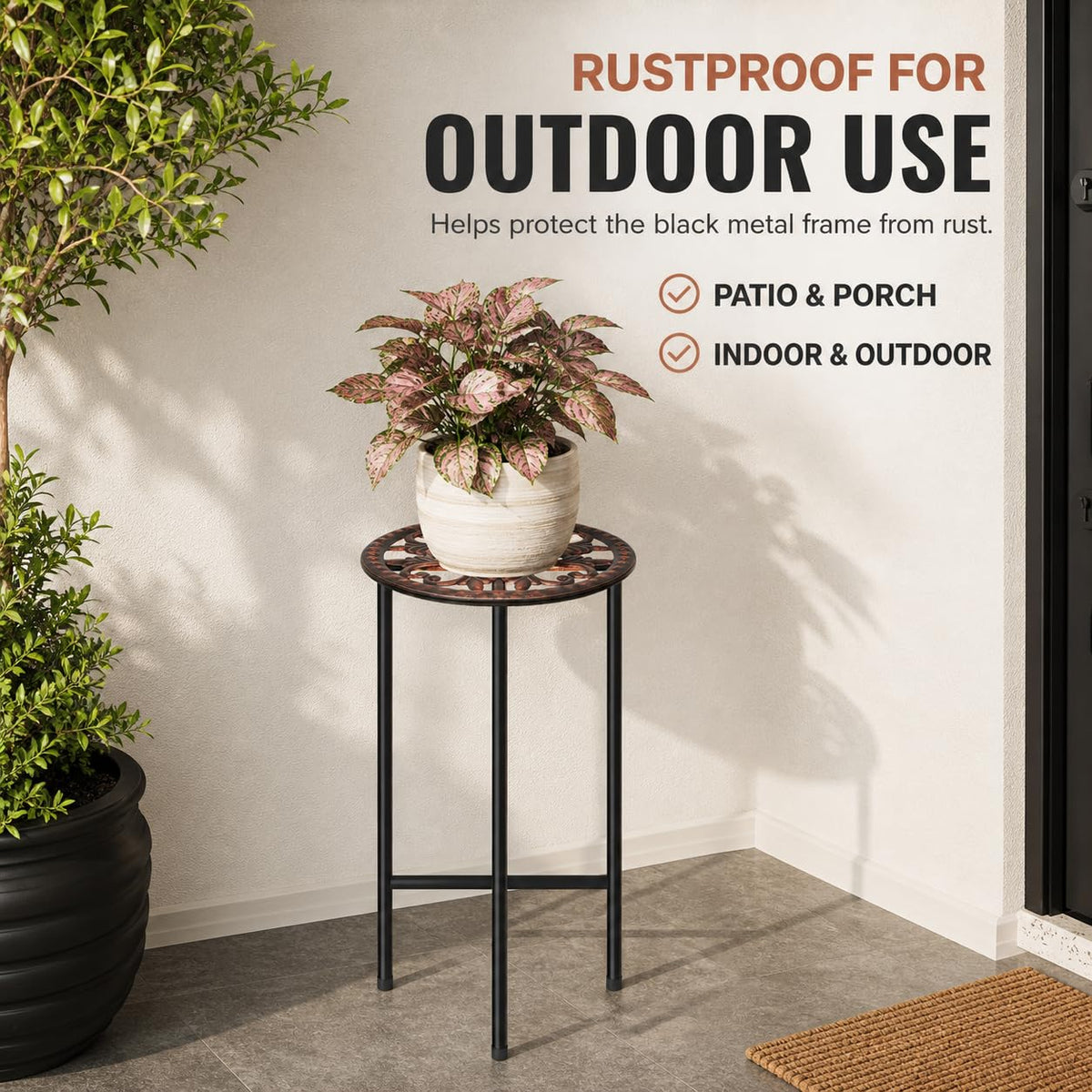 XYCCRX 2 Pack Tall Plant Stands, Metal Pot Holders for Indoor Outdoor Use