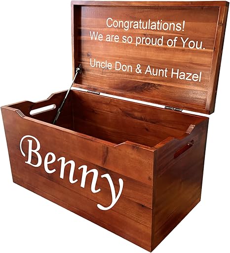 Solid Wood Storage Chest with Lid & Handles