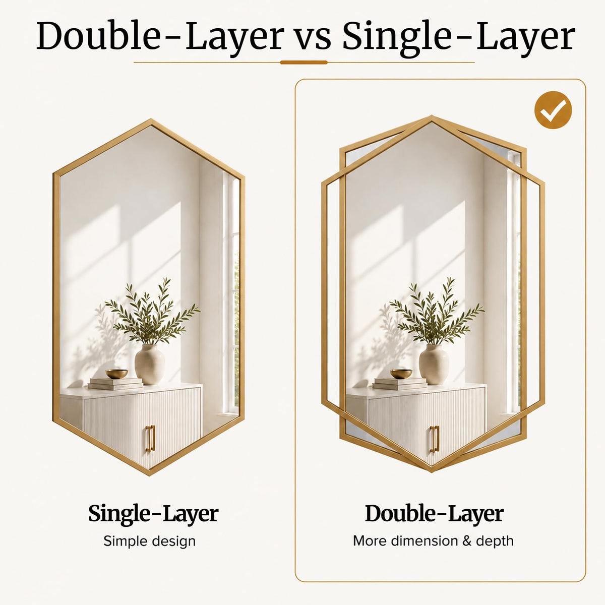 Matte Gold Hexagon Wall Mirror